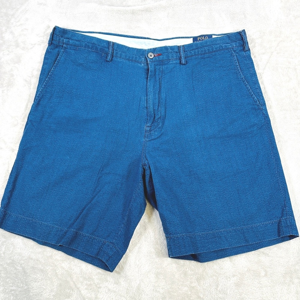 Polo Ralph Lauren Shorts Mens 38 Blue Textured Classic Fit 9 Inch Chino